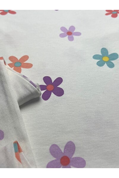 Pajama Shop Set de pijamale de iarnă pentru fete, din țesătură de bumbac 100%, cu model de flori mici, alb, cu mâneci lungi