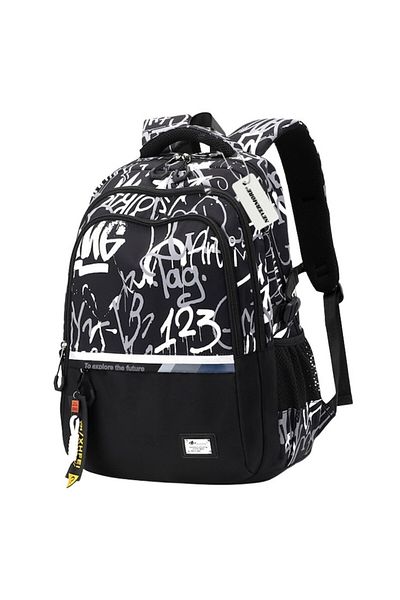OricareFain School Backpack, NEVERMORE, Digital Printing, Simple Style for Travel and School, Large Capacity, Bl