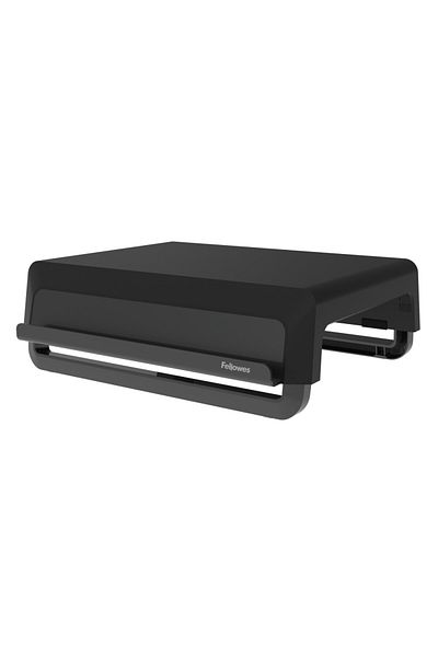 Fellowes Breyta Black Monitor Stand, Adjustable Height, Non‑Slip Base, Space‑Saving Design