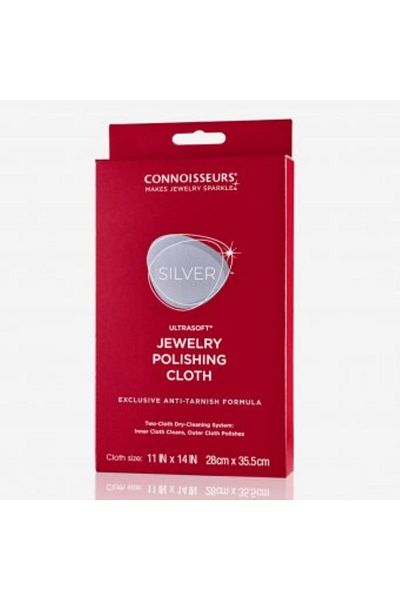 Connoisseurs Set of 2 cloths for cleaning silver jewelry, with antioxidant effect
