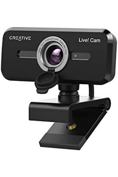 CREATIVE كاميرا ويب Live! Cam Sync الإصدار الثاني بدقة 1080 بكسل عالية الوضوح بزاوية واسعة، مزودة بخاصية كتم الصوت التلقائي وخفض الضوضاء