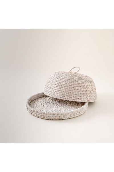 NİCE Rattan Cover With Base In White