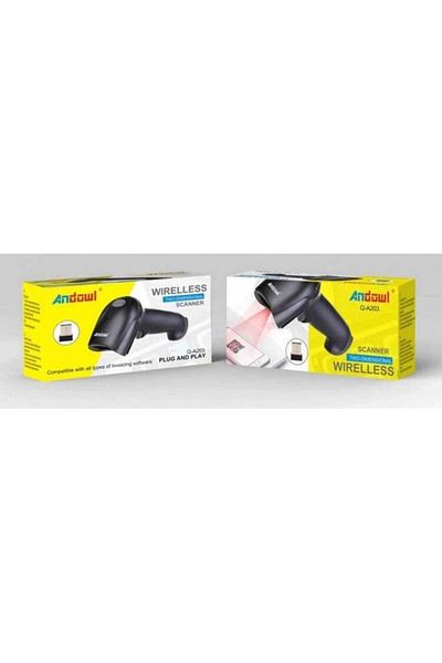 divendi-ro Handheld Barcode Scanner, A203, wireless, with USB charging, Black - Black