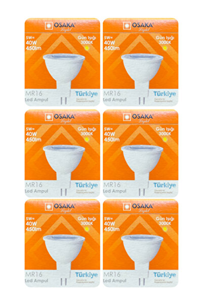 Osaka (6 Adet) 5W (40W) Sarı Işık (3000K) G4 Duylu (İğne Bacak) Led Çanak Ampul