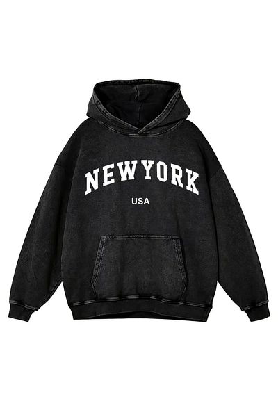 Touz Moda Πλυμένο φούτερ New York με κουκούλα