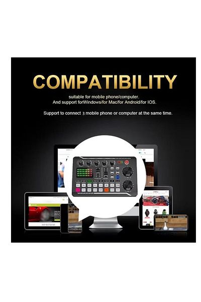 divendi-ro Bluetooth sound card, with audio mixer, voice changer, 18 live sound effects and microphone mixer
