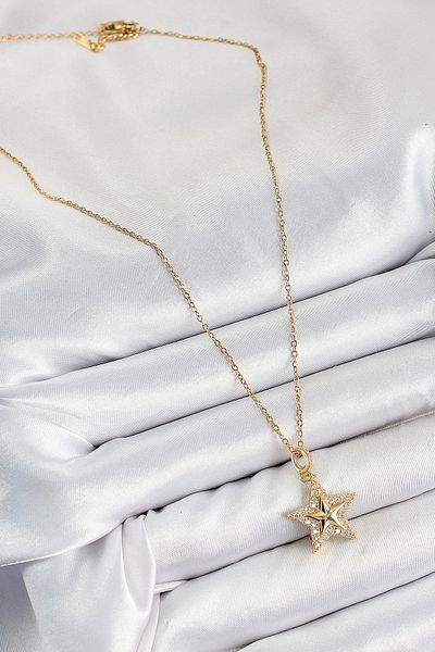 Store 316L Steel Zircon Stone Star Model Gold Color Women's Necklace