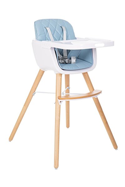 Little Mom Scaun de masa 2 in 1 Woody Blue transformabil, centura siguranta c...