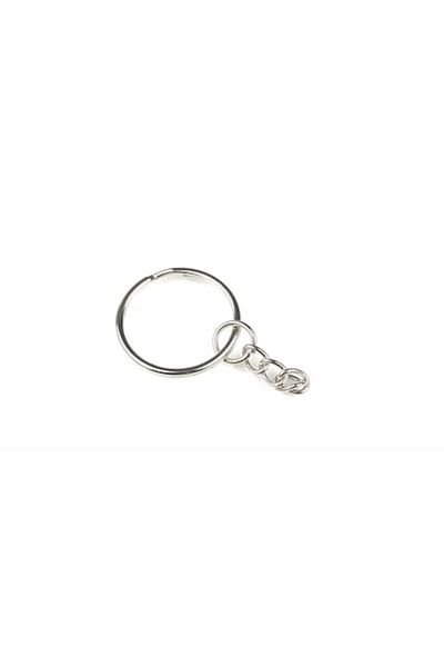 BLA BLA FOAM Set 100 buc inele breloc cu lant, argintiu, 2.5cm