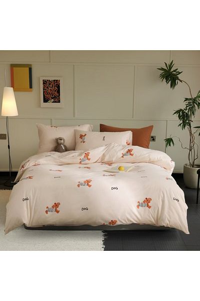 Pucioasa 100% cotton bed linen, knitted with elastic, puppies