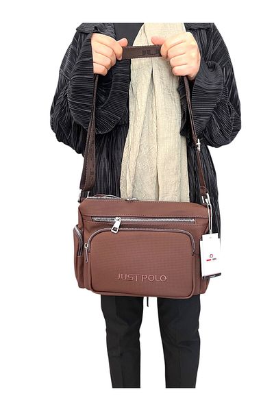 Just Polo Women's Cross Shoulder Pocket Detailed Daily Adjustable Long Strap Postman Shoulder Bag with Lots of Eyes