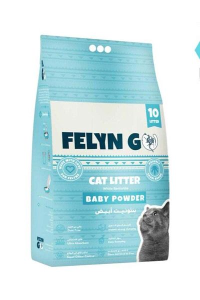 Felyn Go Scented Cat Litter with Baby Powder Fragrance - 10 Liters, High Absorption and Clumping