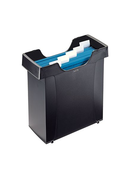 Leitz Plus Hanging File Organizer, Black, A4 Size, Durable Plastic, Desktop Suspension Rack