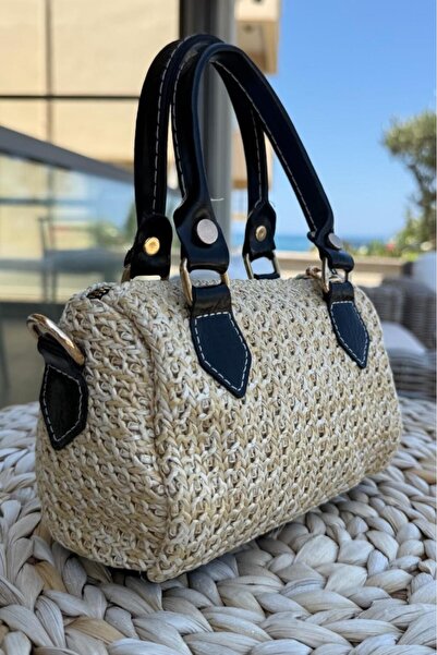 Melissa Boutique Kadın Siyah Detaylı Hasır Silindir Model Uzun Askılı Küçük B...
