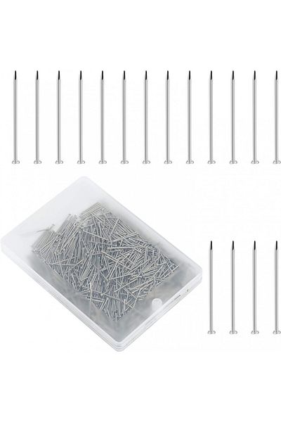 Naler Set of 800 decoration needles, metal, silver, 18 mm