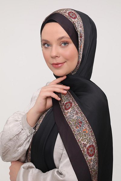 Levidor Şal de marcă cu model etnic cu dungi negru-maro
