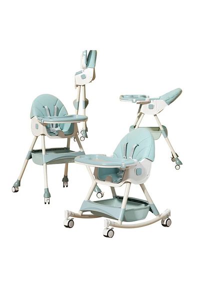 Little Mom Scaun de masa multifunctional 3 in 1 transformabil in balansoar cu husa detasabila,spatar reglabil ,