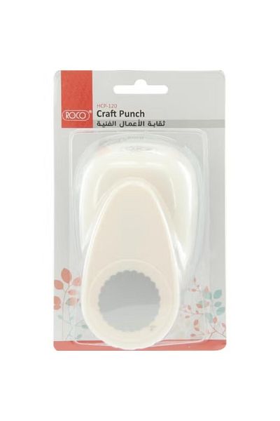 Roco Circle Scalloped Single Hole Craft Punch White/Beige