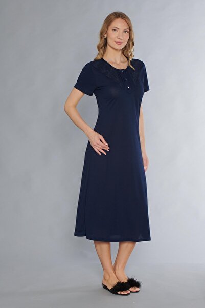 FLZ Classic Lace Detail Short Sleeve Stylish Elegant Nightgown 38-31