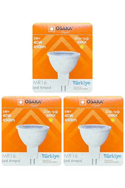 Osaka (3 Adet) 5W (40W) Sarı Işık (3000K) G4 Duylu (İğne Bacak) Led Çanak Ampul