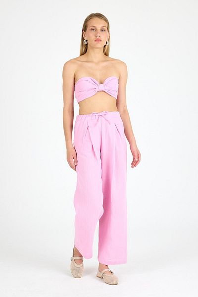Polo State Women's Pink Linen Summer Double Suit – Bustier & Trousers