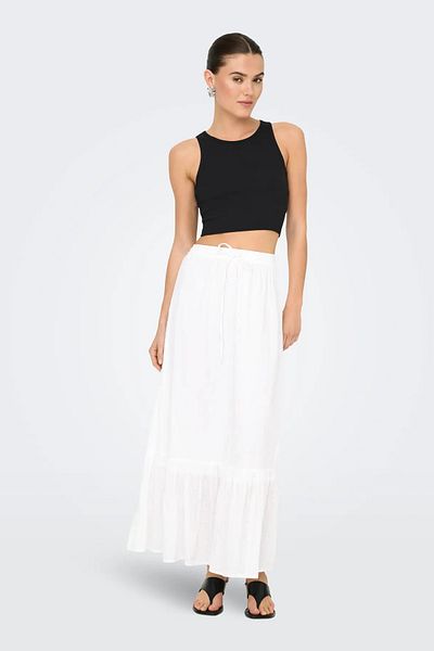 ONLY Women's Onlmiley 100% Cotton Maxi Skirt with Elastic Waist and Laces 15350029 Ecru