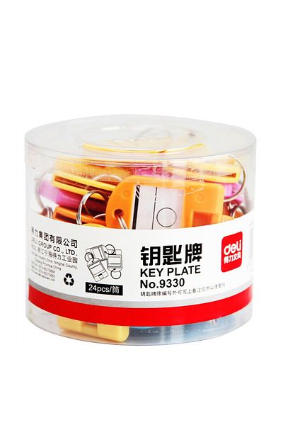 Deli Key Label Holder Set, 24 Pieces, Plastic Box, Includes Writable Tags, Compact Storage Organizer