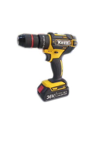 Keen Cordless drill, drilling, screwing and unscrewing, two 36-volt batteries, 13 mm iron head