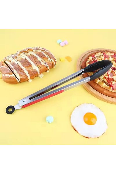 Pannex Kitchen Tongs with Silicone Tips, 30.4 cm, Heat-Resistant, Non-Scratch, Stainless Steel Frame, Locki