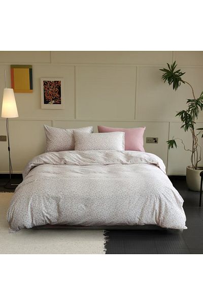 Pucioasa 100% cotton bed linen with elastic, pink flowers