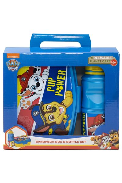 PAW PATROL Set of 400 ml water bottle and sandwich box, multicolor, plastic, BPA free, Pup Power, Paw Patrol