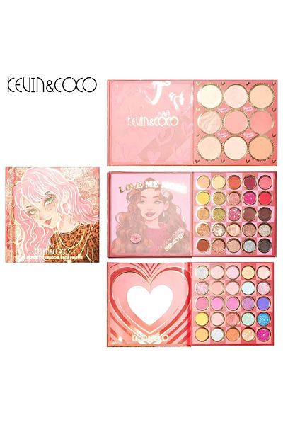 kevin coco Paleta Farduri 59 Culori Kevin&Coco, Stil Carte cu 3 Straturi si Pudra Compacta, Multicolor