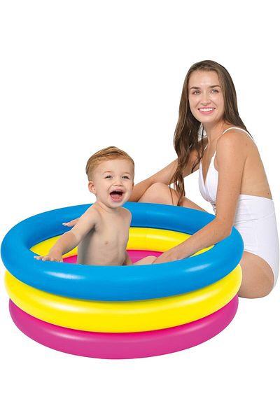 rexa Inflatable Pink Yellow and Blue Children's Swimming Pool 76 x 25 cm