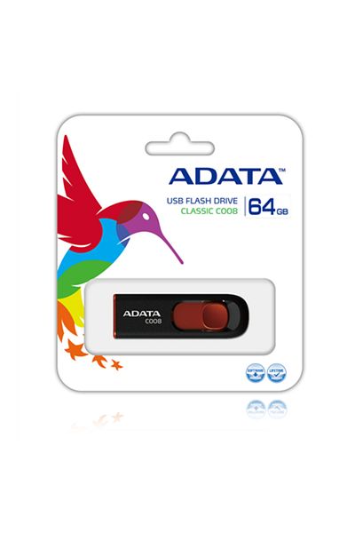 3 Acționați USB ADATA C008 64GB 2.0 Negru/Roșu