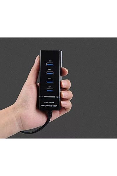 divendi-ro USB hub with 4 USB 3.0 ports, ultra slim, charging or data transfer, 5Gbps, black
