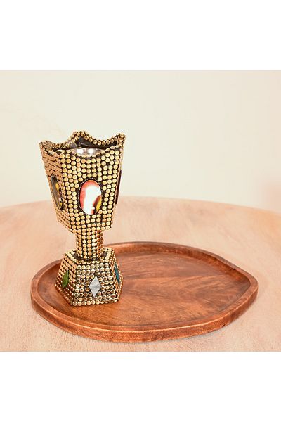 Crafted by Lifestyle Home Carving Metal Studded Bakhoor Burner