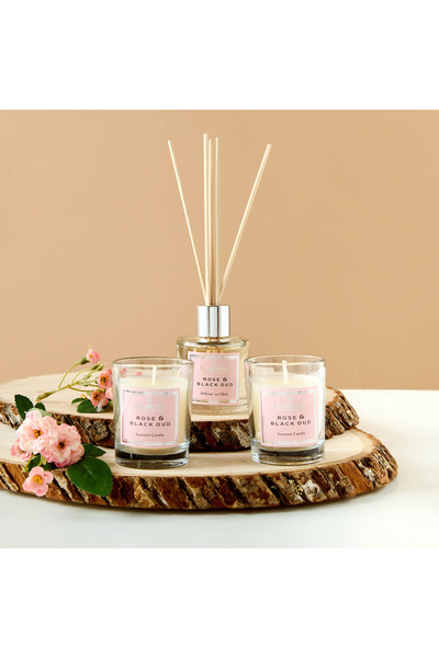 Element's Elements Rose and Black Oud Reed Diffuser and Jar Candle Gift Set