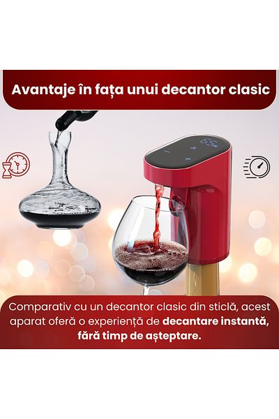 Redsack Smart Wine and Other Beverage Dispenser, Automatic Decanting - Touch, Integrated Aerator, USB, Red