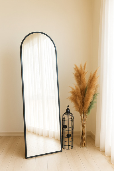 Ersan Dizayn 160x50 Siyah Metal Çerçeve Ayaklı Boy Aynası