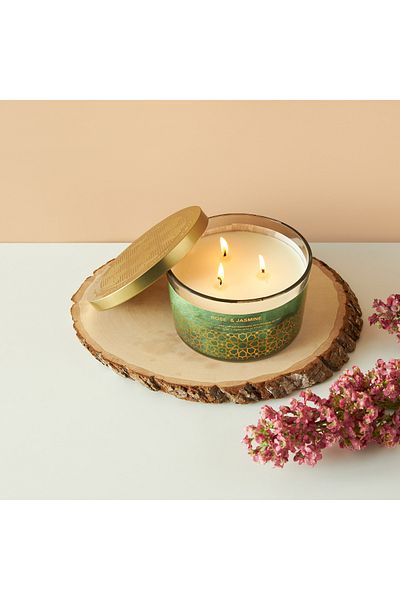 LPDP Scent.d Rose and Jasmine 3-Wick Jar Candle - 16 oz
