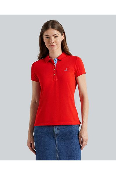 Gant Contrast Collar Slim Fit Pique Polo – Textured Fabric, Modern Detailing