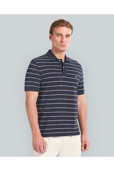 Gant STRIPED SHORT SLEEVE POLO FOR MEN (BLUE & WHITE)