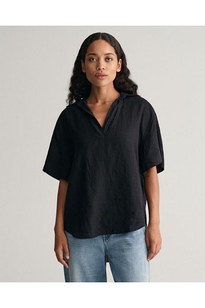 Gant Relaxed Fit Linen Popover Short Sleeve Shirt