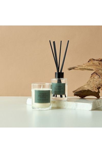 Lifestyle Cypress Grapevine Reed Diffuser and Candle Gift Set