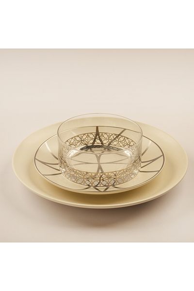 LA MESA Porcelain 18Pcs Dinner Set Kairouan Collection, Silver