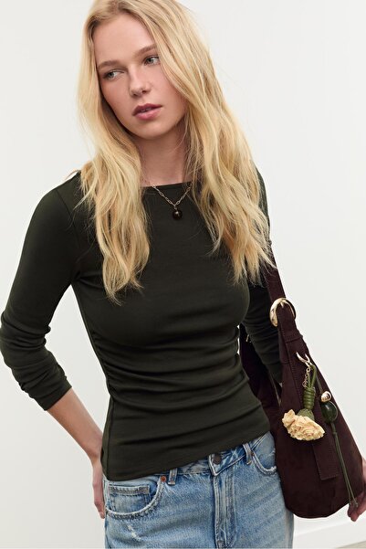 Stradivarius Long sleeve T-shirt with gathering