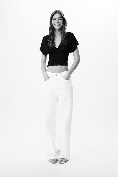 Stradivarius Top with gathered V-neckline