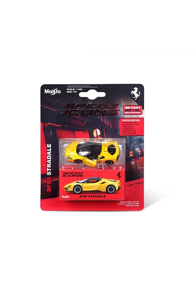 Maisto SPEED ICONS FERRARI SF90 STRADALE YELLOW DIE CAST CAR 1 TO 64 SCALE