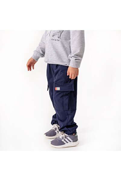 Overdo Boy's Cargo Pocketed Pants with Elastic Waist 2Ip Sweatpants 100% Cotton