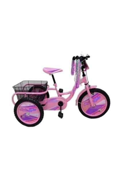 rexa Pink Girls' Kids Tricycle with Baskets, Tassels & Crown Design | Toddler 3-Wheel Bike Size 14